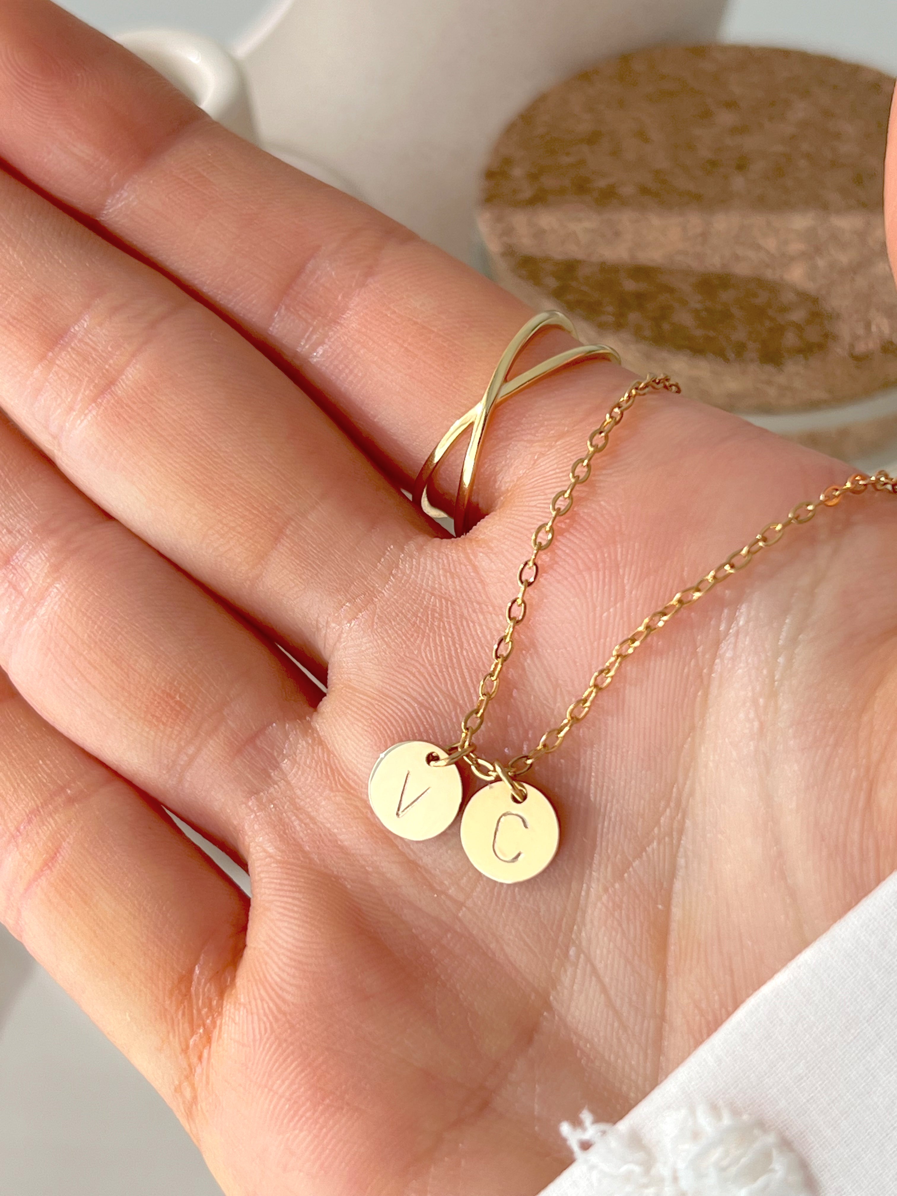 Initial coin necklace gold hotsell