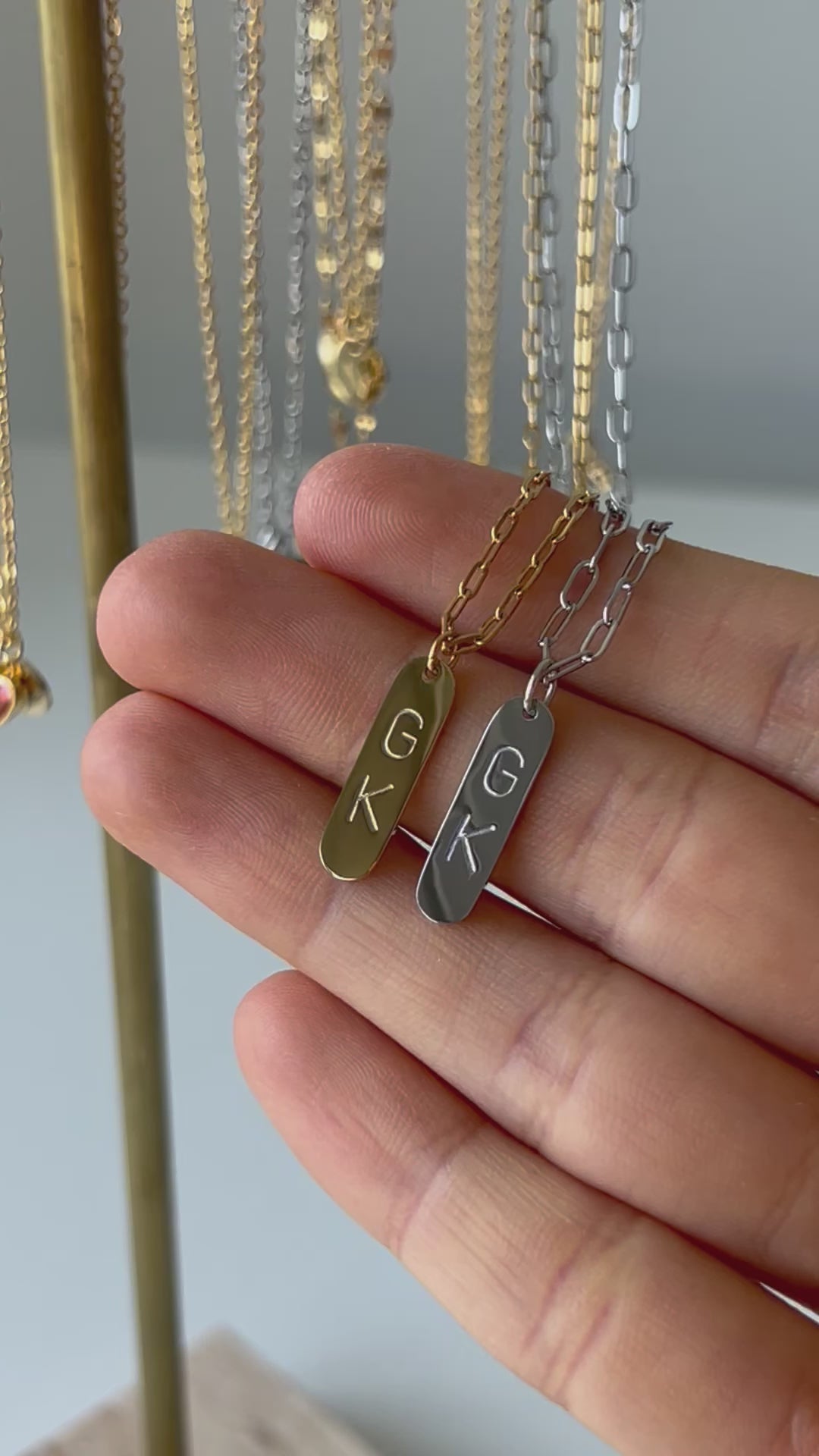 Initial Necklace Customized Stamped Jewellery Negin Fatemi Jewellery